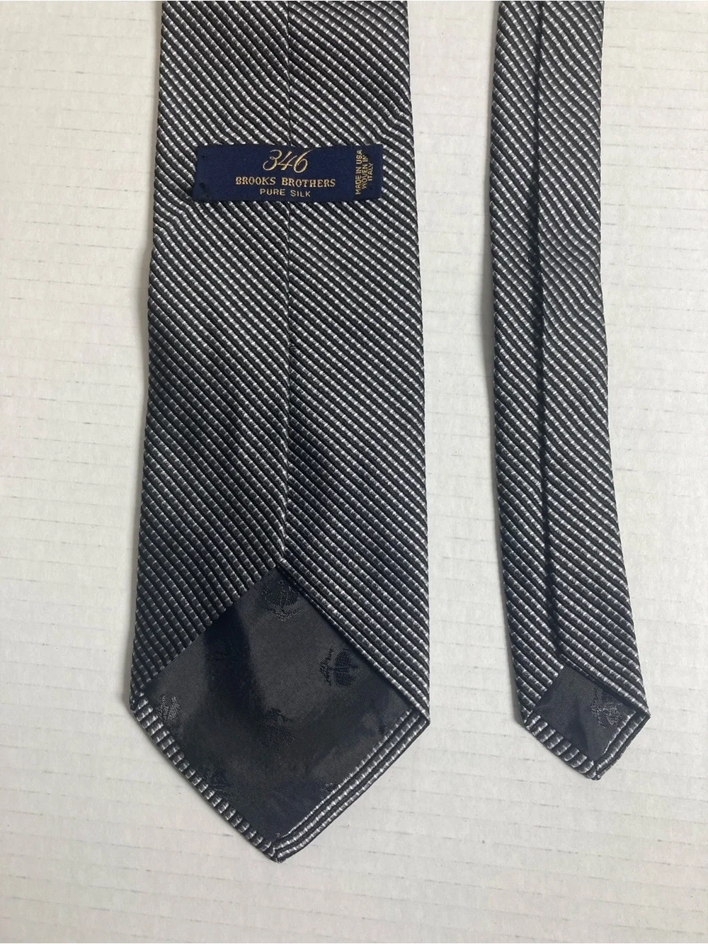 Brooks Brothers 346 Tie Black and Silver Micro-Check Silk Made in USA